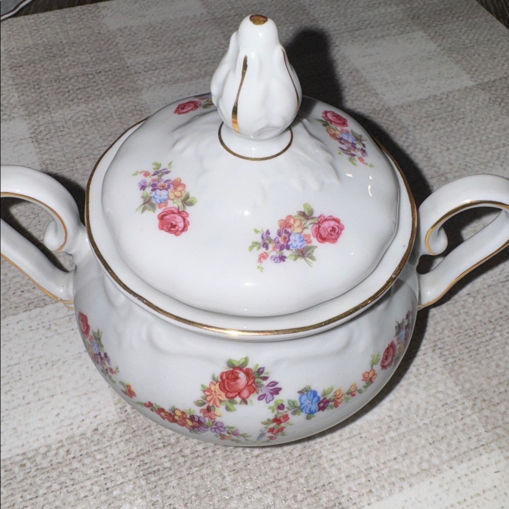 Vtg Winterling Germany Porcelain Bowl w lid floral and gold trim sugar/tea bags - Picture 5 of 12